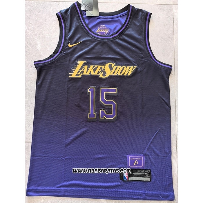 Camiseta Los Angeles Lakers Austin Reaves #15 Ciudad 2024-25 Violeta